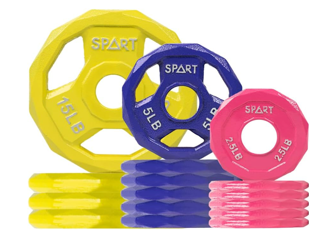 Color Coded Weight Plate 2-Inch Cast Iron Tri-Grip Plate
