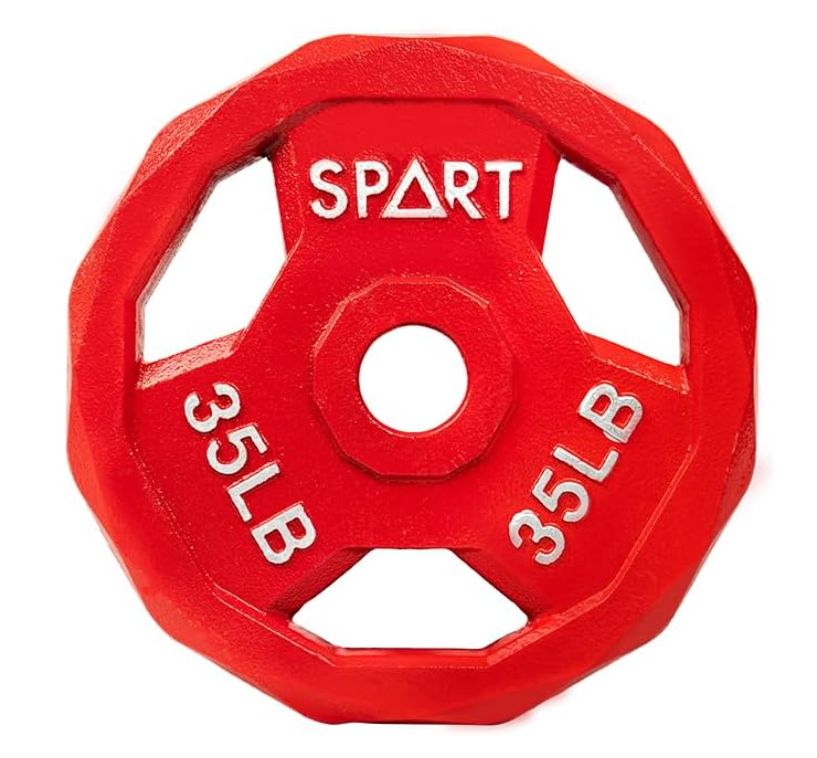 Color Coded Weight Plate 2-Inch Cast Iron Tri-Grip Plate