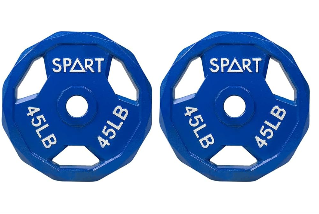 Color Coded Weight Plate 2-Inch Cast Iron Tri-Grip Plate