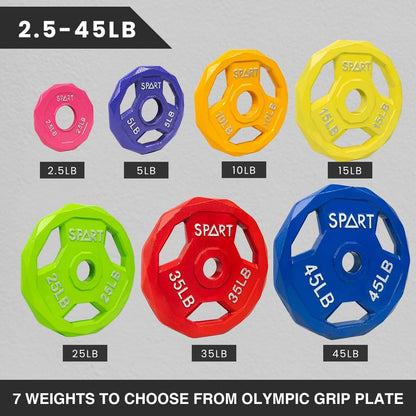 Color Coded Weight Plate 2-Inch Cast Iron Tri-Grip Plate